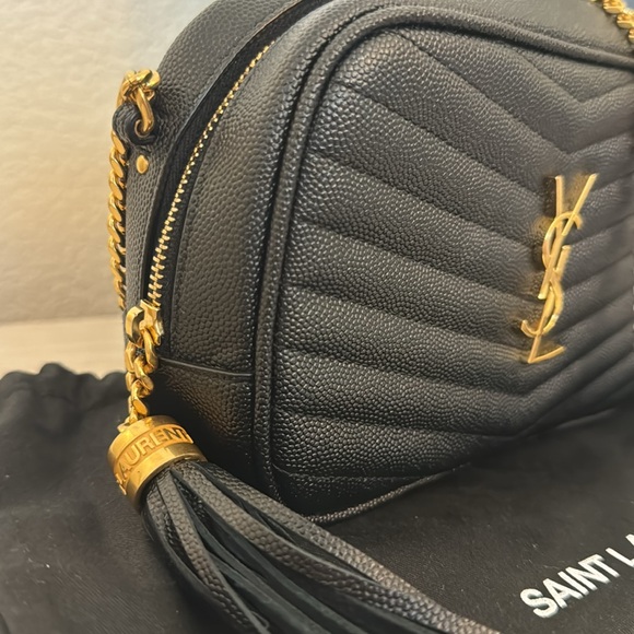 Saint Laurent Grain De Poudre Matelasse Monogram Mini Lou Camera Bag Black - Picture 6 of 16